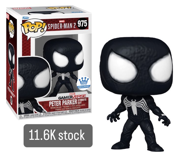 Funko Shop exclusive Peter Parker Symbiote Suit has 11.6K stock loaded! funko.com/pop-peter-park… #spiderman