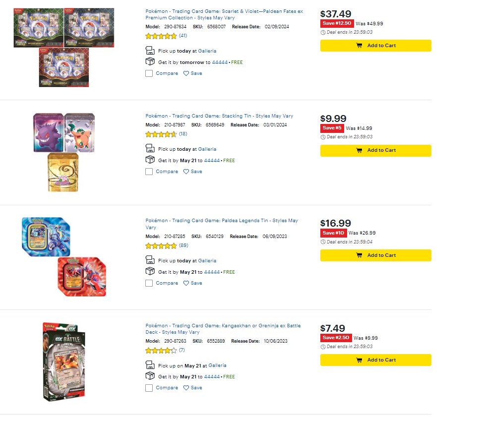 Save up to 37% on select Pokémon trading card game products on Best Buy DOTD bit.ly/3wCjELO #ad