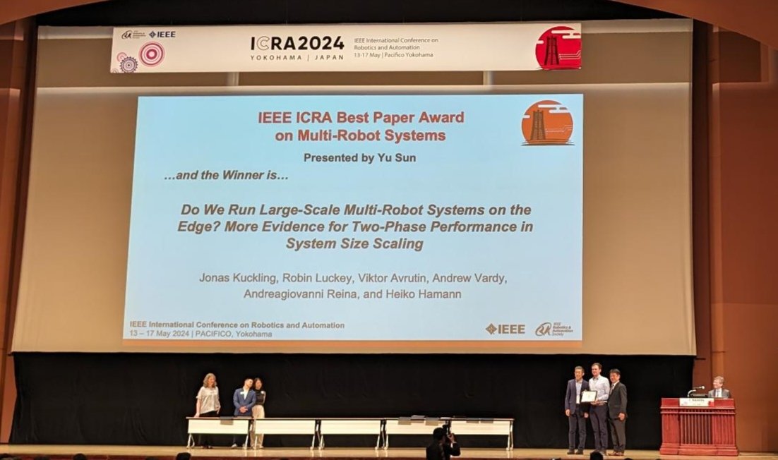 jonaskuResearch's tweet image. I'm happy to announce that our paper was selected as best #multirobot-system paper at @ieee_ras_icra. #ICRA2024