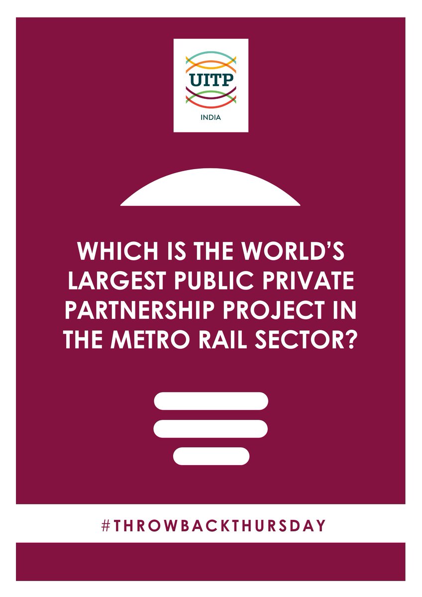 🌟It's #ThrowbackThursday!
Guess the correct answer.

#UITP #AdvancingPublicTransport #metrorail #MRTS #PPP #publictransport