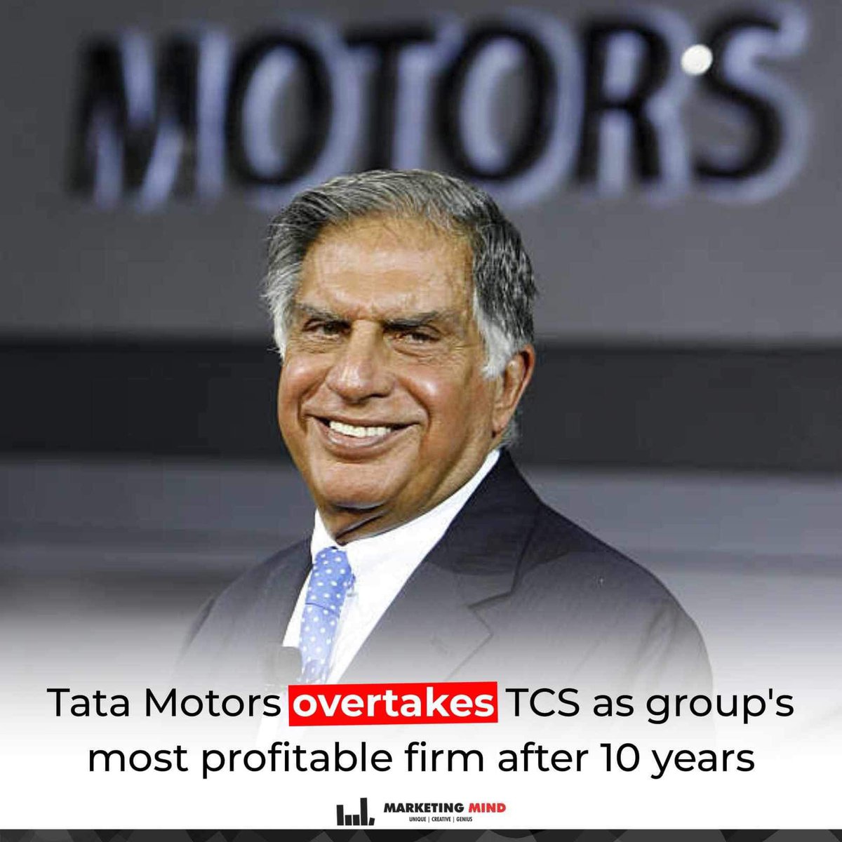 Tata Motors reported a consolidated net profit of Rs 17,483 crore (adjusted for exceptional gains and losses) for Q4FY24, surpassing TCS’ consolidated net earnings of Rs 12,434 crore.

#MarketingMind #TataMotors #TCS #WhatsBuzzing