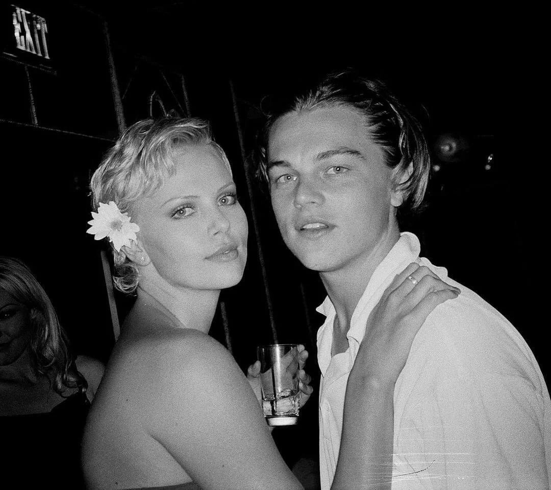 Leonardo DiCaprio & Charlize Theron at her 22nd Birthday Party, 1997