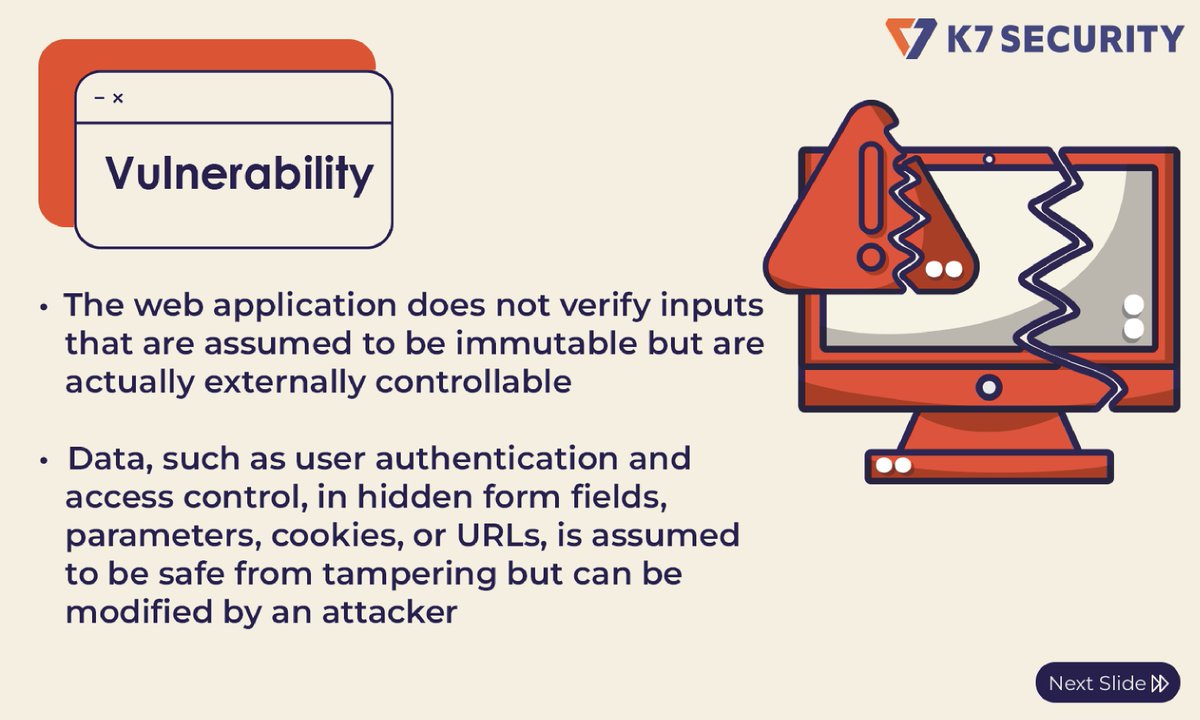 k7computing's tweet image. Assuming that some user inputs are not susceptible to tampering is risky! Read our blog Top 5 #Vulnerabilities In #WebApplications, And Mitigation Methods to learn about how web applications can be made cyber safe. blog.k7computing.com/top-5-vulnerab…

#paymenttampering #VAPT #hacking  #data