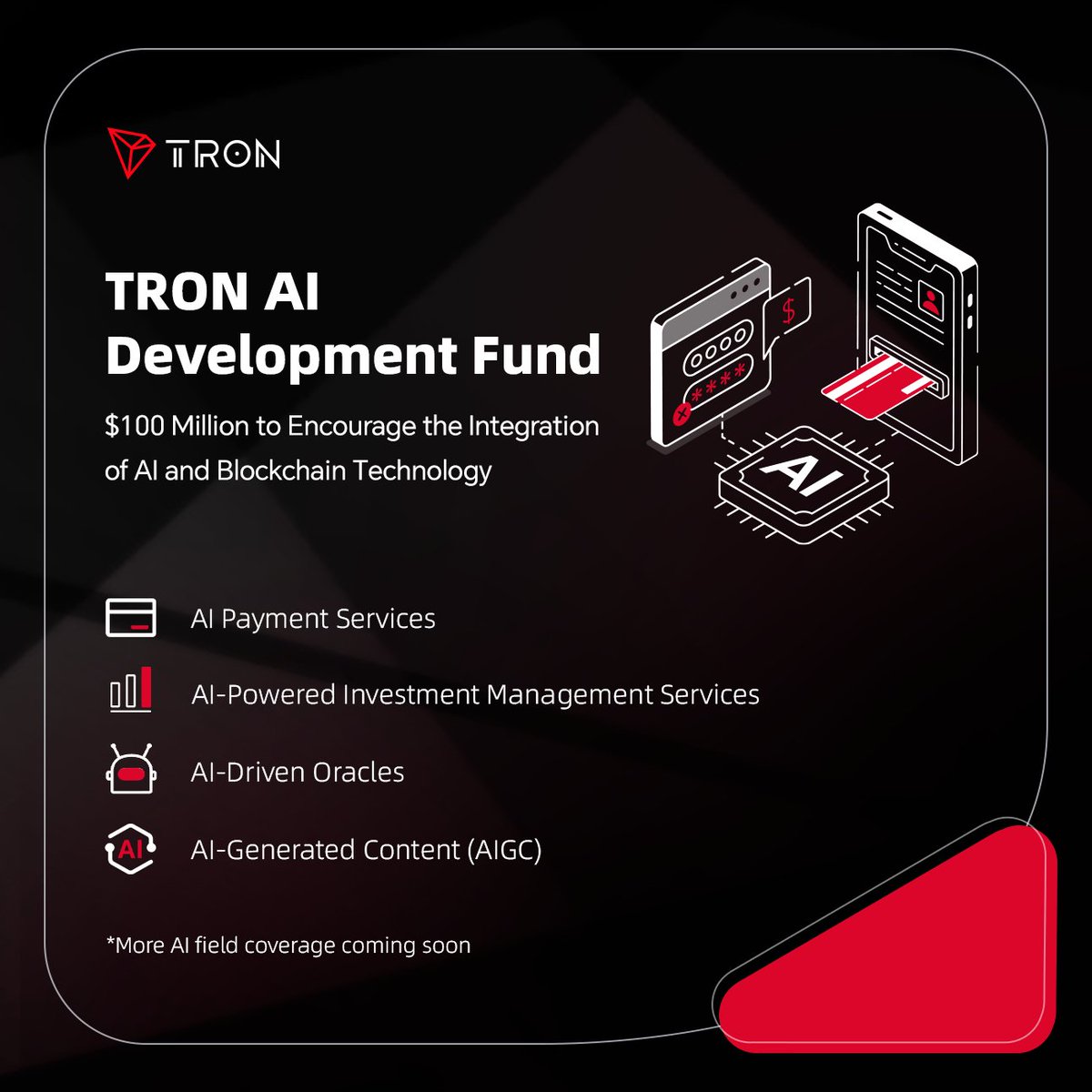 The future is here, #TRONICS! 🚀

The TRON AI Development Fund, launched in February 2023 with $100M, is revolutionizing the integration of #AI and #Blockchain. 
🤖 x ⛓️

Check it out 👇