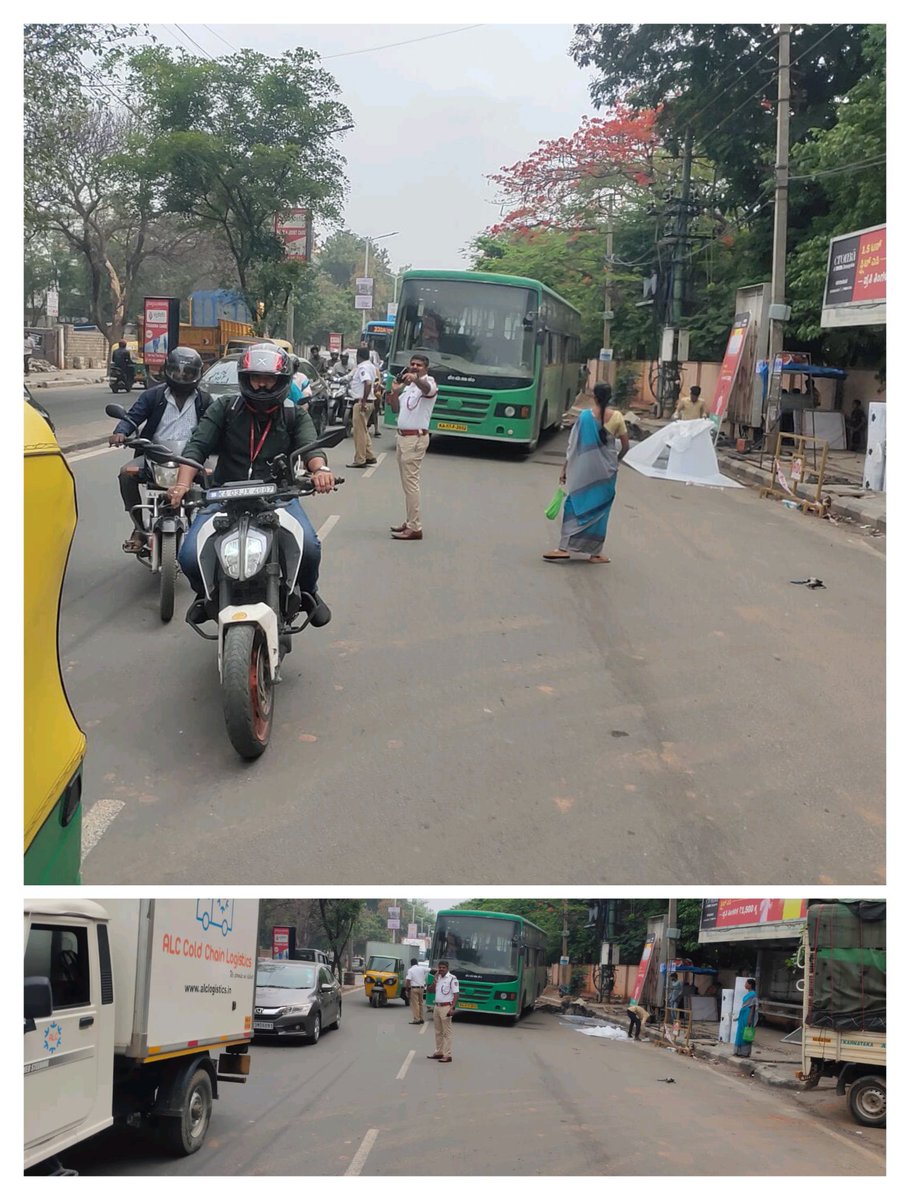 'Traffic Advisory' 
slow moving traffic with a BMTC breakdown at Munising junction/ near Allen classes towards Whitefield from Hopefarm junction side. It will be moved shortly.
Kindly co-operate