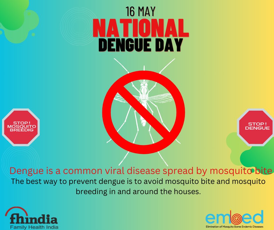Dengue is a common viral disease spread by mosquito bite. The best way to prevent dengue is to avoid mosquito bite and mosquito breeding in and around the houses. #Nationadengueday #dengue #EMBED