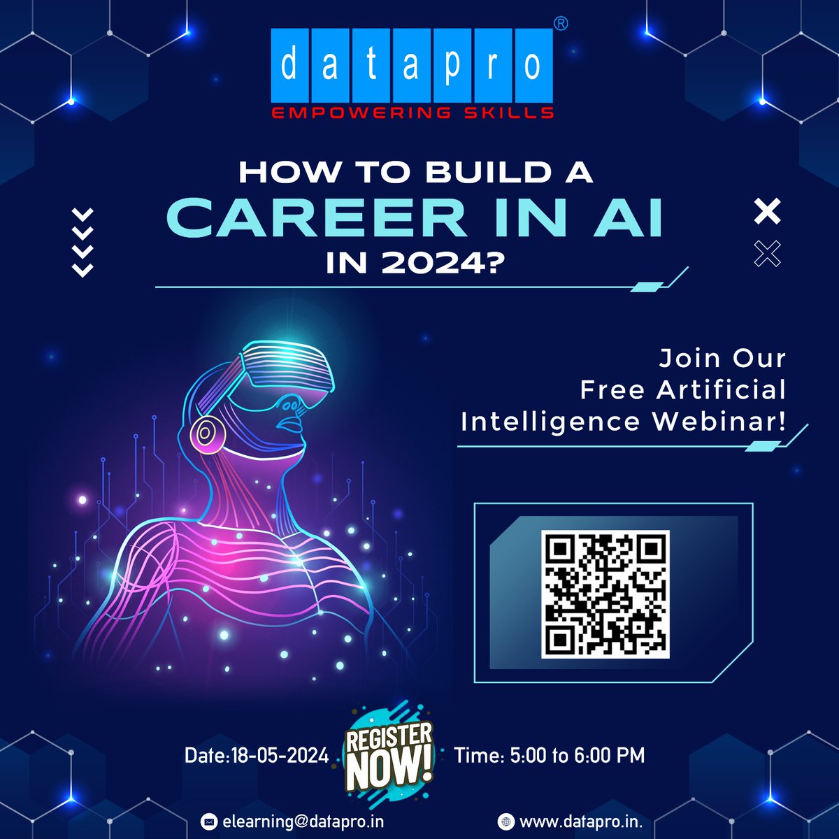 Ready to launch your career in AI? Join our webinar and discover the keys to building a successful career in Artificial Intelligence in 2024 and beyond.   Date: 18-05-2024 Time: 05 TO 06PM Registration Link: forms.gle/kneSdhX8MyRjXG……… datapro.in #aicourse #aiwebinar