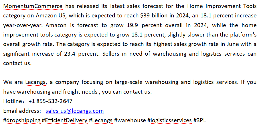 We are Lecangs, a company focusing on large-scale warehousing and logistics services. If you have warehousing and freight needs , you can contact us.
Hotline：+1 855-532-2647
Email address：sales-us@lecangs.com
#dropshipping #EfficientDelivery #Lecangs