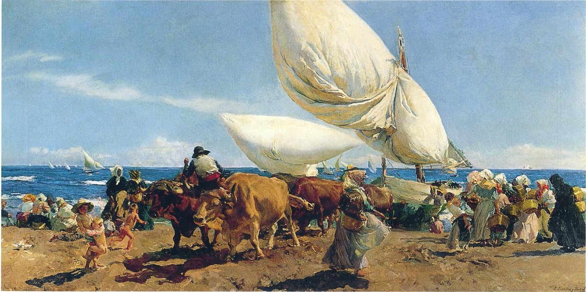Arrival of the Fishing Boats on the beach, Valencia wikiart.org/en/joaqu-n-sor…