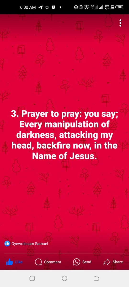 FREEDOM OF THE HEAD 

#day137 #newday #thursdaymorning #Deuteronomy28 #verseoftheday #myhead #MyDestiny #deliverance #HolyGhostFire #fire #RevivalFire #anointing #destiny #recovery #follow #7amFirePrayers #RCCG #oyewolesam28 #samueloyewole #samueloyewoleglobal #MFMWorldWide #MFM