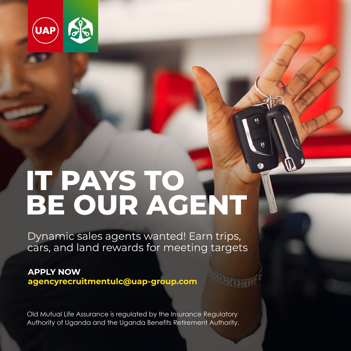 Join the Old Mutual Life Assurance family and unlock a world of rewards! Sales agents who meet targets enjoy thrilling trips, luxurious car gifts, and even land titles. Send your application to: agencyrecruitmentulc@uap-group.com, for your chance to join us. #TutambuleFfena