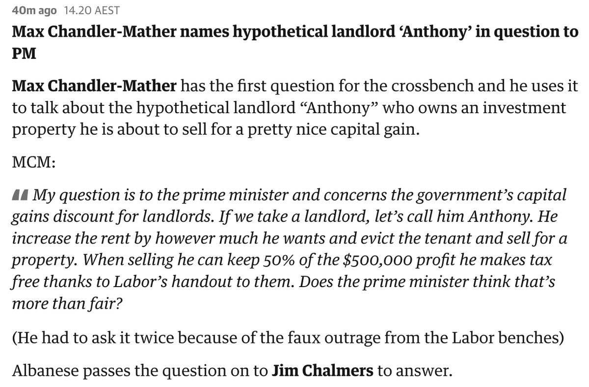 The Prime Minister couldn’t even answer. By the way Labor locked in $175 billion in tax handouts for property investors