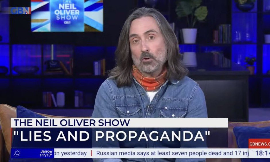 Whoever captions Neil Oliver’s barmy conspiracy show on GB News is having fun.