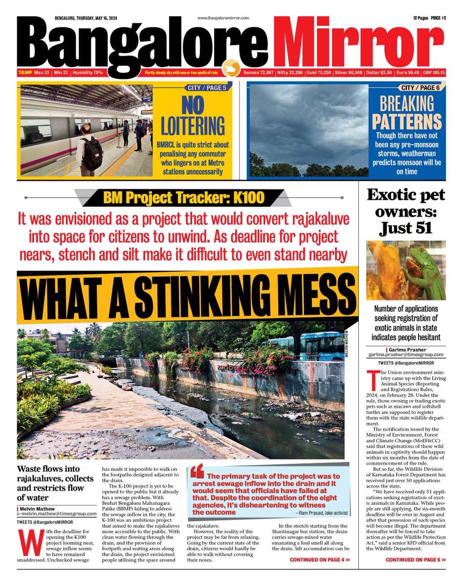 Today's Bangalore Mirror, Front Page. Grab a copy, #Bengaluru #Bangalore or check out at epaper.timesgroup.com