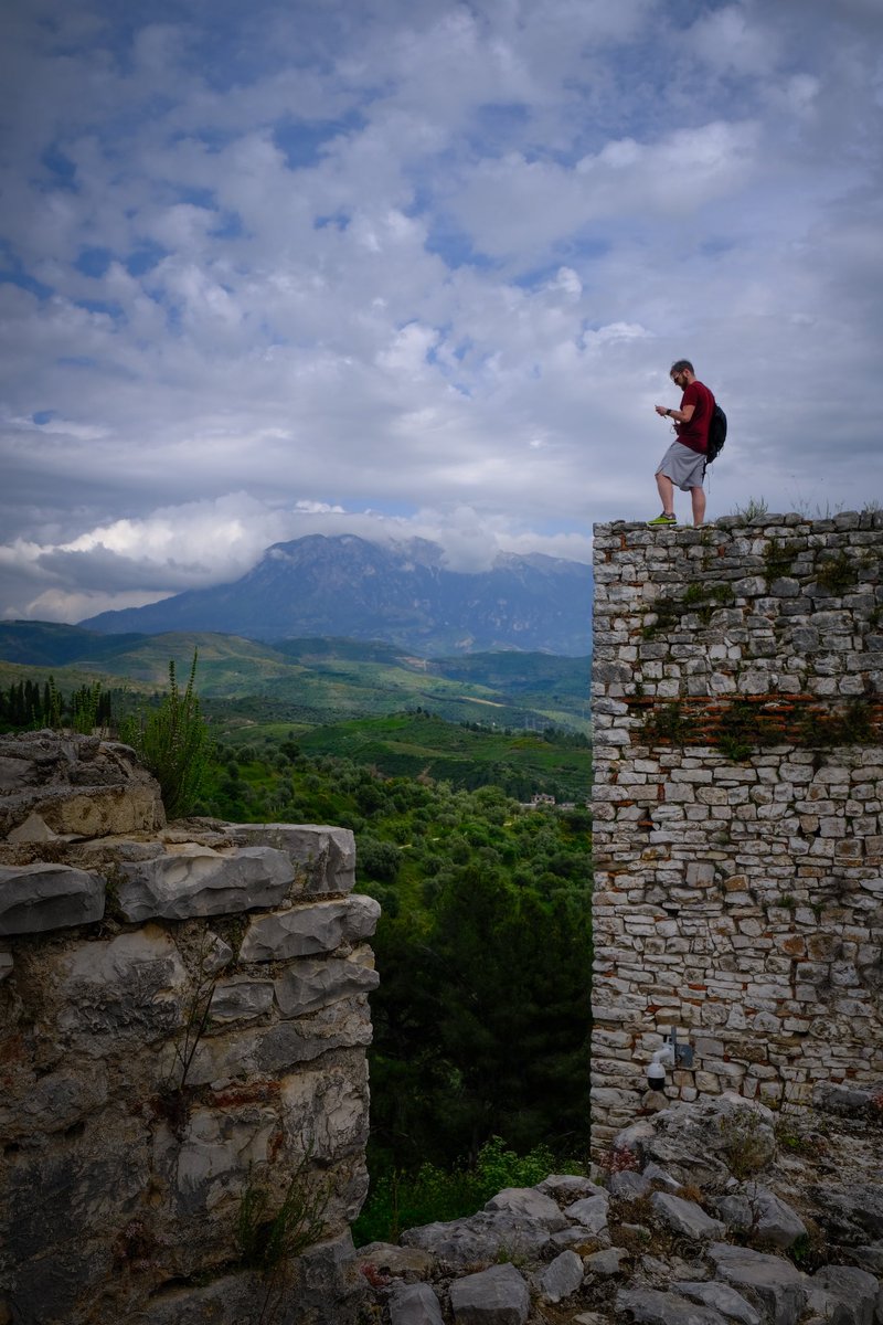 No idea who he is, but I stood with my camera in hand for a bit, just in case he fell. Berat, Albania Fuji XPro3