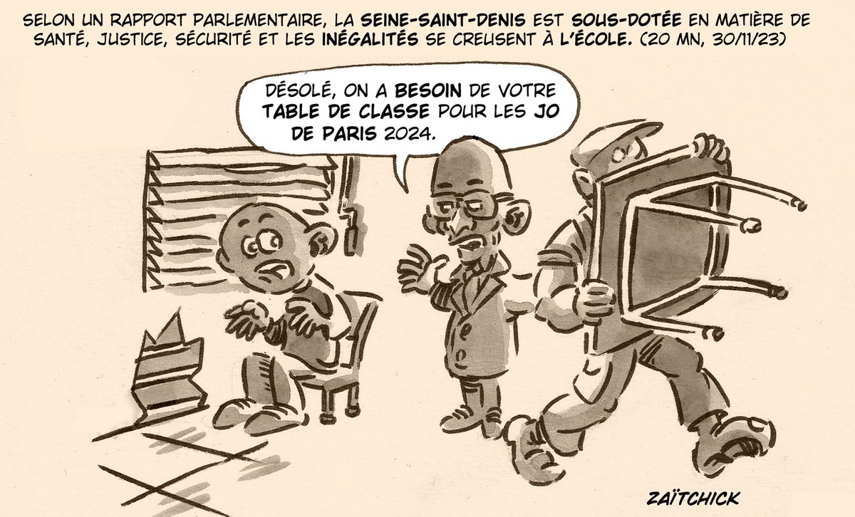 Le #DessinDePresse de Zaïtchick : Question de priorités
Retrouvez les dessins de Zaïtchick sur : blagues-et-dessins.com
#DessinDeZaitchick #ActuDeZaitchick #Humour #SeineSaintDenis #SousDotation #Inégalités #Paris2024 #JeuxOlympiques