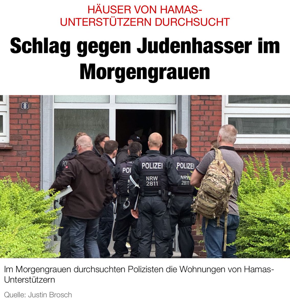 Na Samidoun ( die in 🇳🇱 wel hun gang mogen gaan), nog meer Free Palestina verenigingen in Duitsland verboden‼️

Om 6 uur vanmorgen bestormden politieagenten & staatsveiligheidsonderzoekers vier gebouwen in Duisburg. De reden: minister BZ van NRW heeft “Palestina Solidariteit