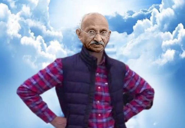 Gandhi ji Watching Indians getting mad at Britishers for going back to England.