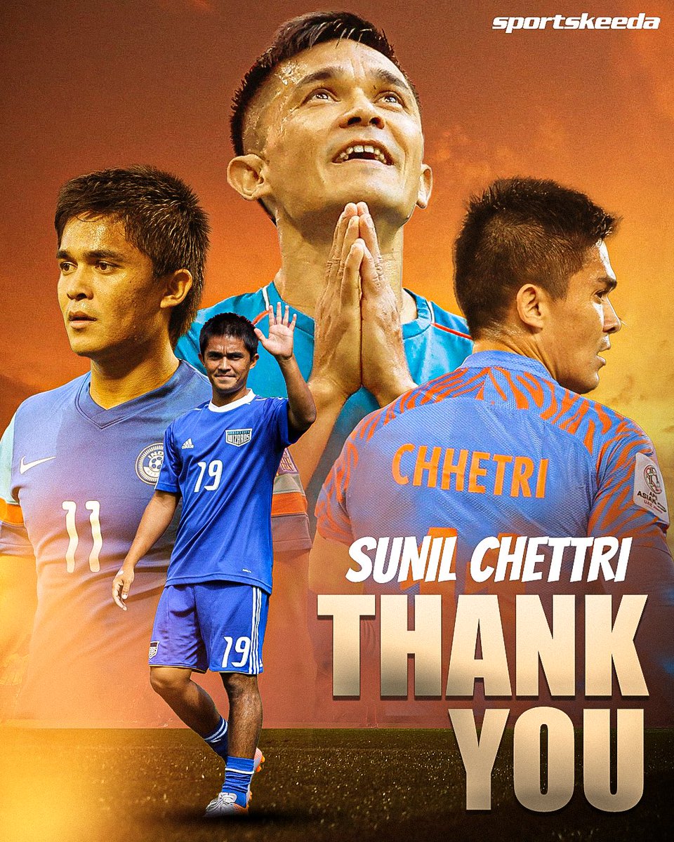 Sunil Chhetri has announced his retirement. The match against Kuwait will be his last international game. 

A glorious chapter in Indian football is coming to a close. End of an era! 

𝐂𝐚𝐩𝐭𝐚𝐢𝐧, 𝐋𝐞𝐚𝐝𝐞𝐫, 𝐋𝐞𝐠𝐞𝐧𝐝! 𝐓𝐡𝐚𝐧𝐤 𝐘𝐨𝐮! 🙏🇮🇳

#SKIndianSports