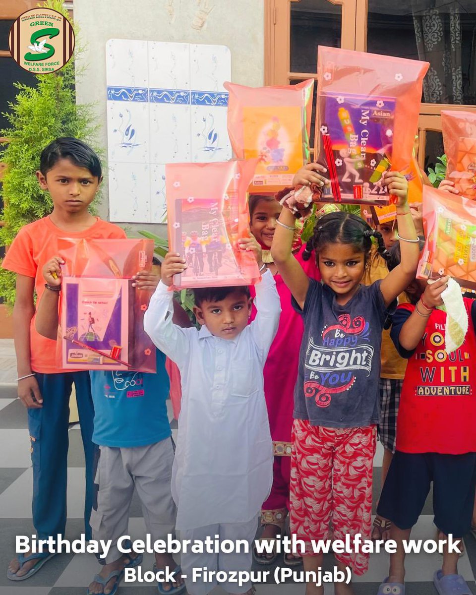 Kindness knows no bounds! Shah Satnam Ji Green ‘S’ Welfare Force Wing volunteers celebrated their birthdays uniquely, spreading smiles by distributing stationery and sharing food with needy kids. Every gesture, no matter how small, adds up to make a big difference.