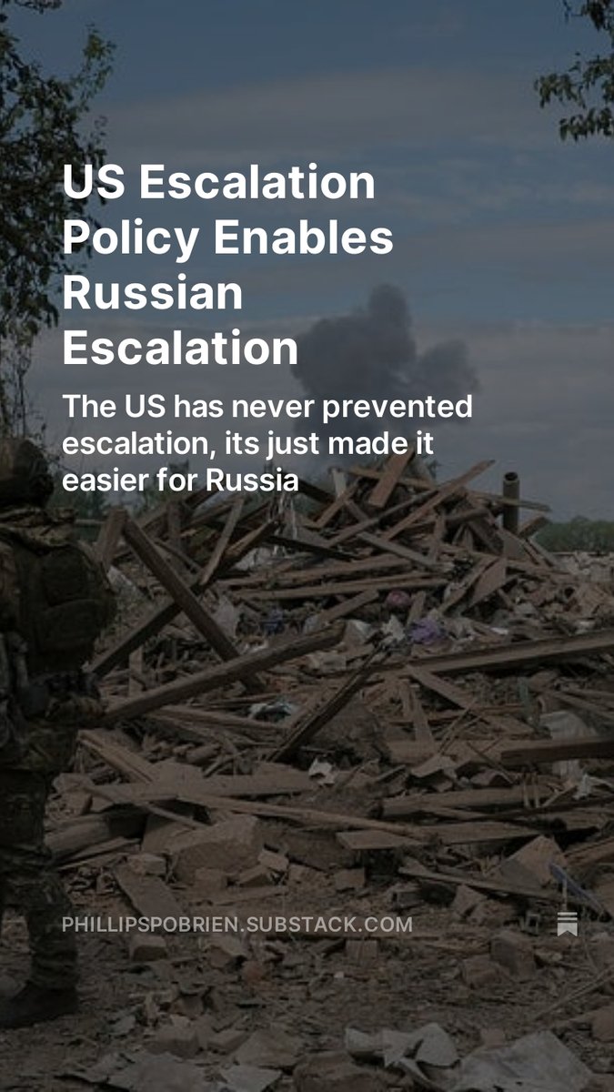 Just sent out a piece about how US policy, aimed at preventing escalation, simply hands the escalation advantage to Russia. It allows Putin to escalate when and where he wants--at times of maximum advantage. Its hard to think of a more wrong-headed policy.