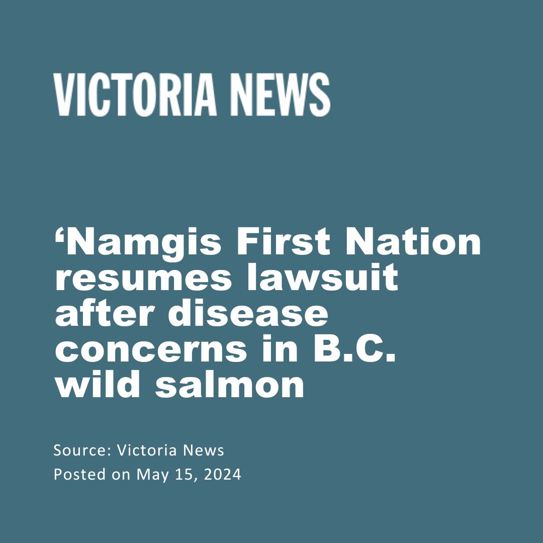 Today, the ‘Namgis First Nation notified DFO that they are re-activating a judicial review on DFO’s policy of not testing for piscine orthoreovirus (PRV) prior to stocking open net-pen feedlots in BC. DFO's reliance on the PRV policy, which refrains from testing for PRV before