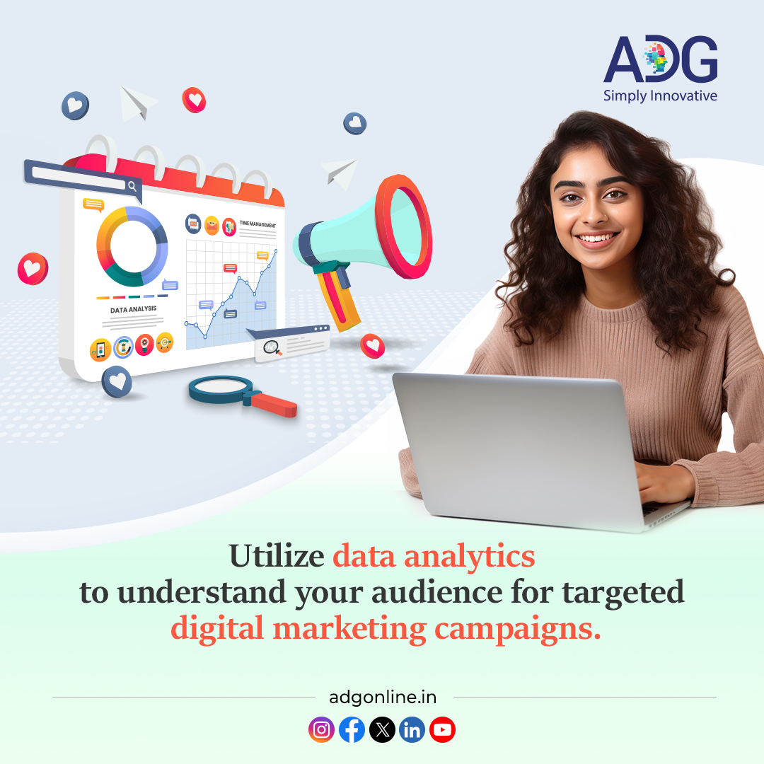 Use data analytics with ADG to create digital marketing campaigns that connect with your audience.

#adgonline #DataAnalytics #DigitalMarketing #AudienceEngagement #MarketingStrategy