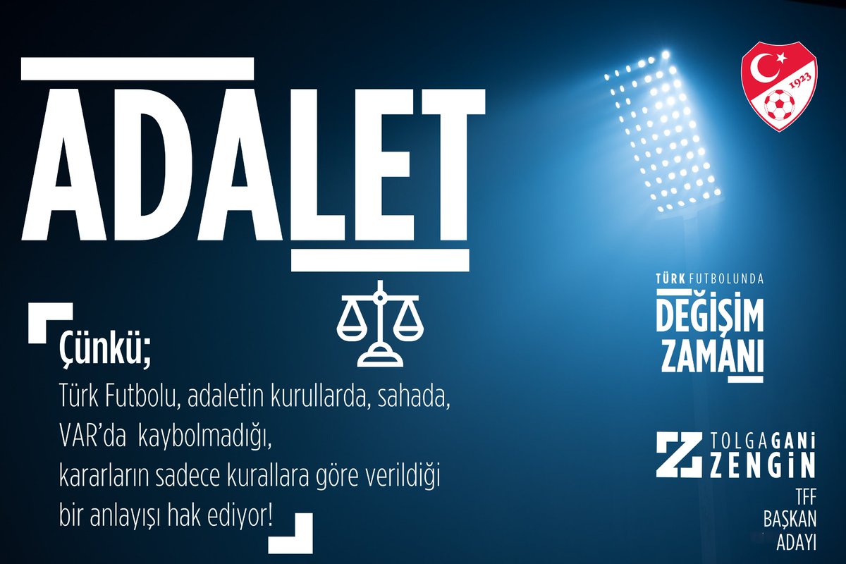 Türk futbolu, adaletin kurullarda,sahada, VAR'da kaybolmadığı, kararların sadece kurallara göre verildiği bir anlayışı hak ediyor. #DeğişimZamanı