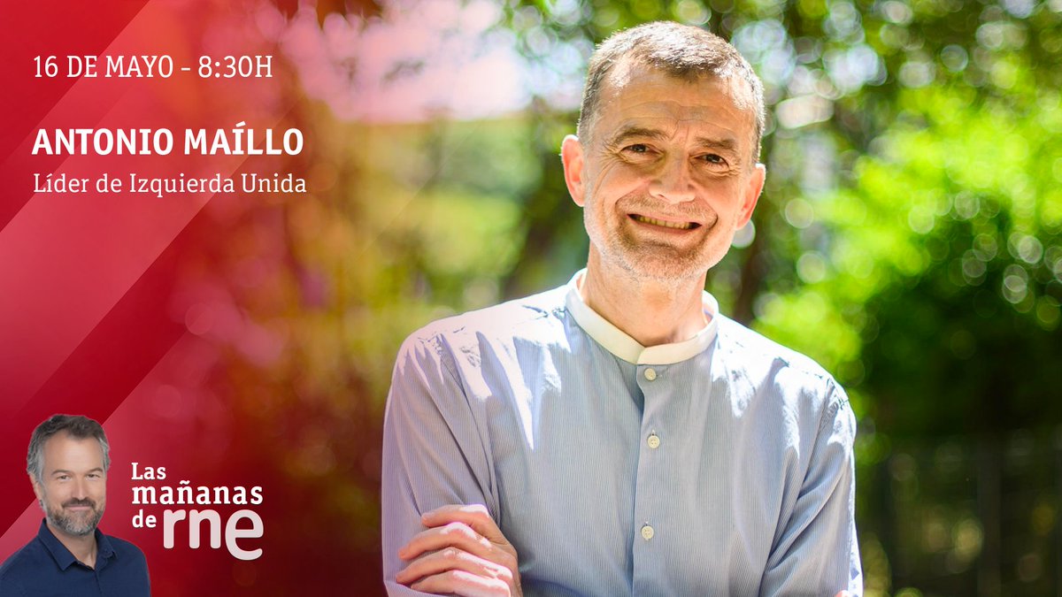 Hoy 👇 Entrevista a Antonio Maíllo (@MailloAntonio), líder de Izquierda Unida (@IzquierdaUnida) A partir de las 8:30 con @inigoalfonso▶️ rtve.es/play/radio/