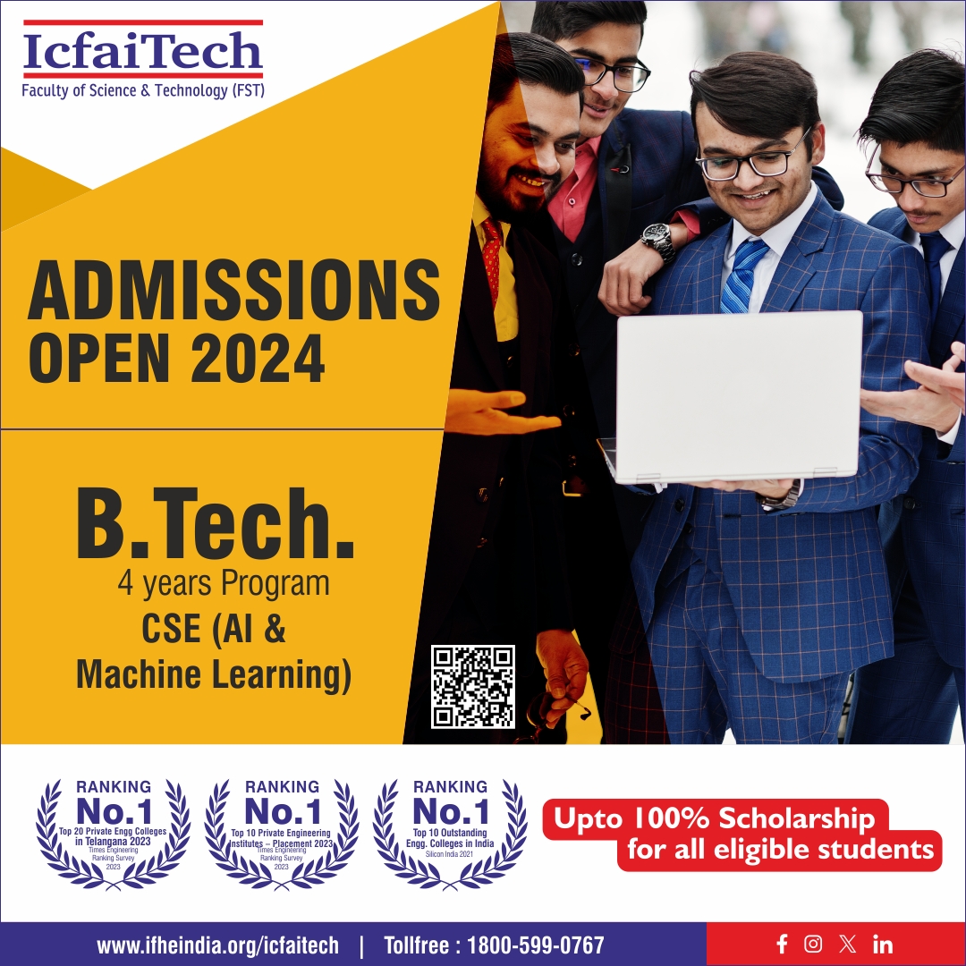 🎓 Exciting News!
🎓 Admissions are now open for the 4-year B.Tech. program in Computer Science and Engineering (CSE) 
👉 Apply Now! ifheindia.org/icfaitech/Adm2…
📞 Toll-free: 1800-599-0767
#AdmissionsOpen #BTech #CSE #AI #MachineLearning #ICFAITECH #Hyderabad