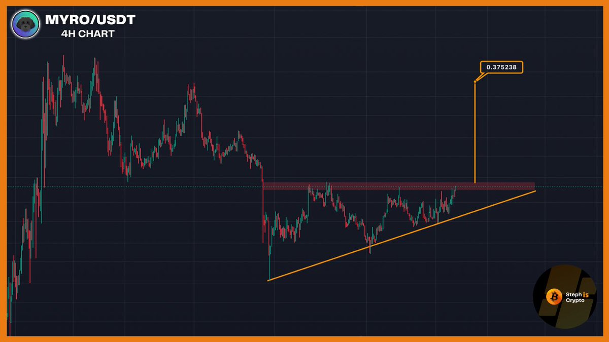 The $MYRO price is gearing up for a HUGE rally out of the ascending triangle pattern.

The bullish price target is set at approximately $0.37.