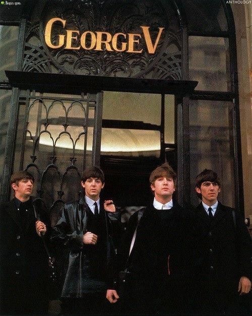 #TheBeatles outside George V Hotel in Paris during their first French Tour, January 1964