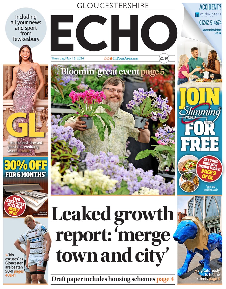 This week's Gloucestershire Echo front page Leaked growth report: 'merge town and city' #localnews #buyapaper