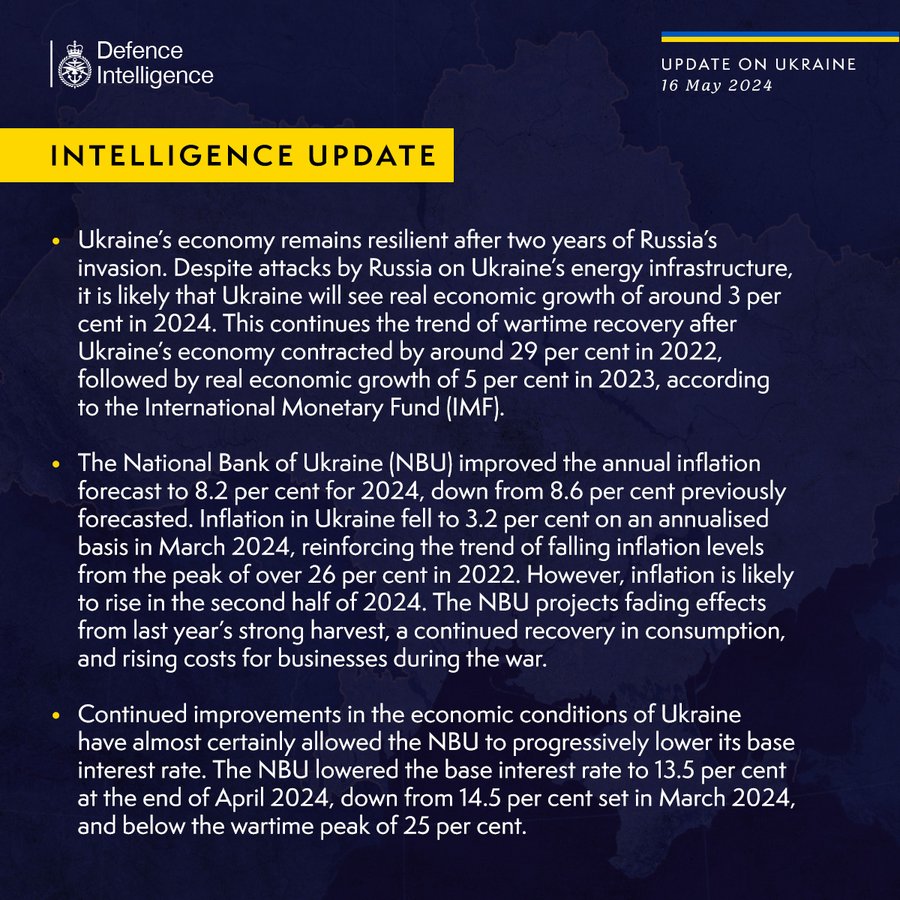 Ukraine’s economy remains resilient after two years of Russia’s invasion. Despite attacks by Russia on Ukraine’s energy infrastructure, it is likely that Ukraine will see real economic growth of around 3 per cent in 2024. This continues the trend of wartime recovery after Ukraine’s economy contracted by around 29 per cent in 2022, followed by real economic growth of 5 per cent in 2023, according to the International Monetary Fund (IMF). The National Bank of Ukraine (NBU) improved the annual inflation forecast to 8.2 per cent for 2024, down from 8.6 per cent previously forecasted. Inflation in Ukraine fell to 3.2 per cent on an annualised basis in March 2024, reinforcing the trend of falling inflation levels from the peak of over 26 per cent in 2022. However, inflation is likely to rise in the second half of 2024. The NBU projects fading effects from last year’s strong harvest, a continued recovery in consumption, and rising costs for businesses during the war.