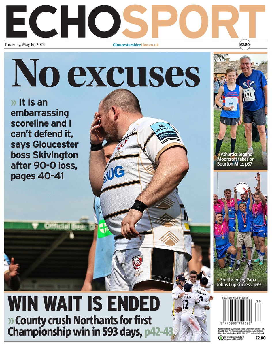 This week's Gloucestershire Echo back page No excuses #localnews #buyapaper