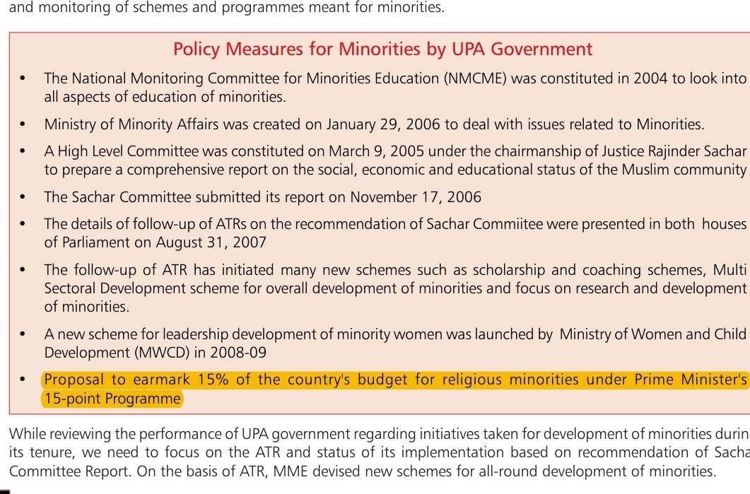 @erbmjha @PChidambaram_IN Historical Misdeeds cannot be hidden in today's digital world..
These misdeeds of Congress will be the major rootcause of its end. 

This document 👇clearly shows congress wanted to allocate 15% of nation's budget for religious minorities. 

cbgaindia.org/wp-content/upl…