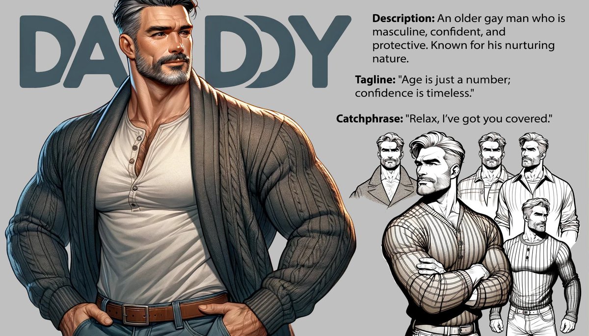 gamebunnydev's tweet image. Starting on character concepts, meet one of our Castagays, Daddy! Hellooooo Daddy #Castagays #Daddy #gamedev #gay #LGBT