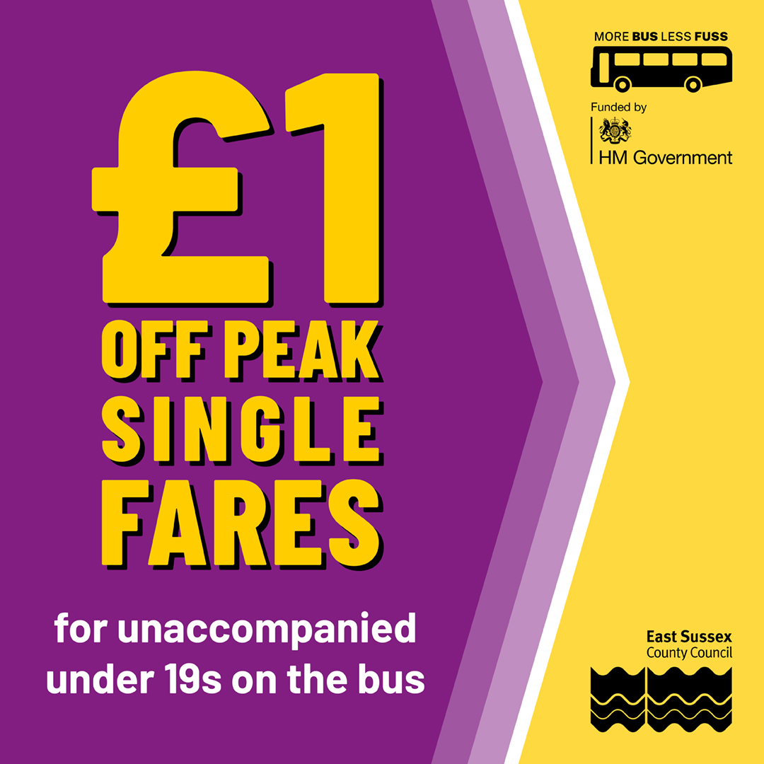 Cover the entirety of East Sussex for just £1, exclusively for under 19s! Hop onboard today...