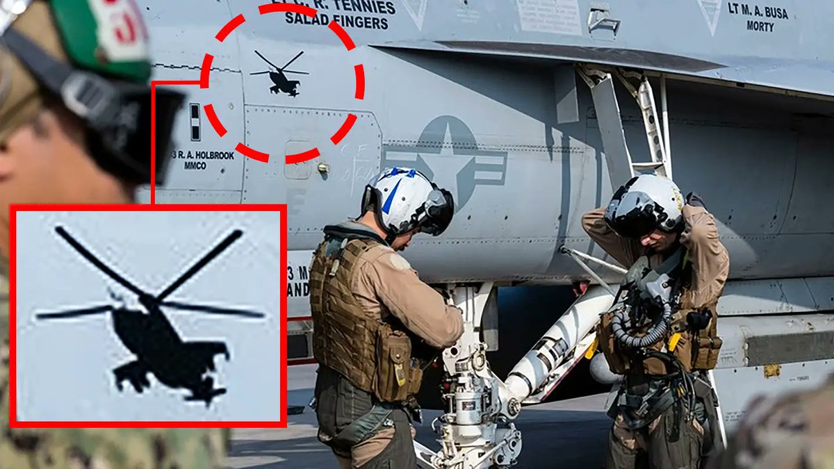 EA-18 G Growler gövde de Mi-24 Hind'e ait Kill Mark görülüyor. Açıklanmayan bir muharebe de muhtemelen İran'a Mi-24 Hind mi düşürüldü?