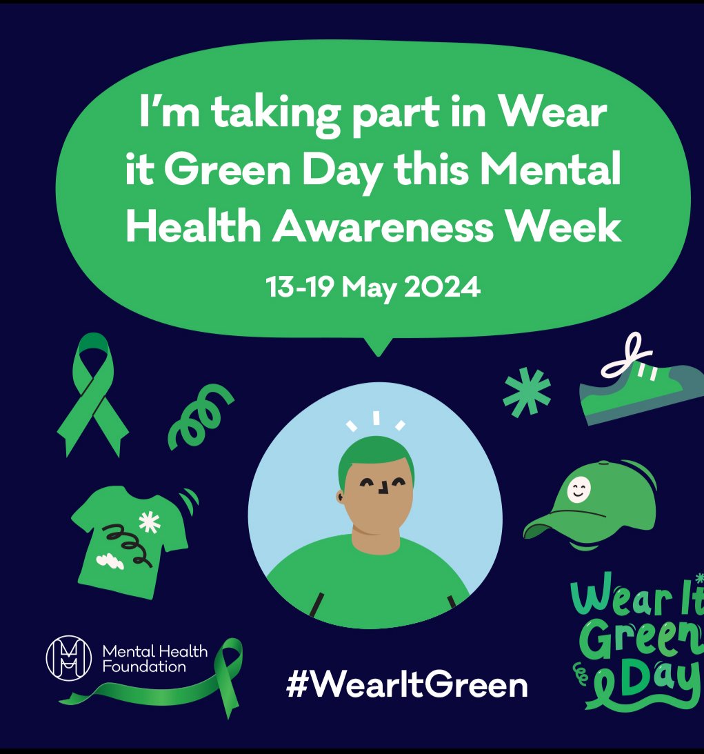 Wear it Green Day for #MentalHealthAwarenessWeek2024 It's ok to not be ok. There are many people to talk to 💚💚💚💚