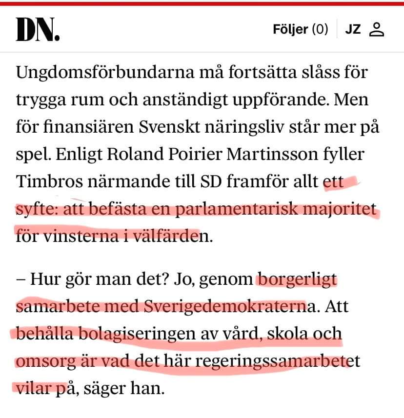 Ingen har sagt det klarare, mer kort o koncist än RPM för ett år sen vad hela Tidöprojektet är o varför de aldrig kommer bryta med SD. Det ekonomiska intresset ljuger aldrig. Men det kan desinformera, trolla, propagera, persondreva, smutskasta, baktala hur mycket som helst.