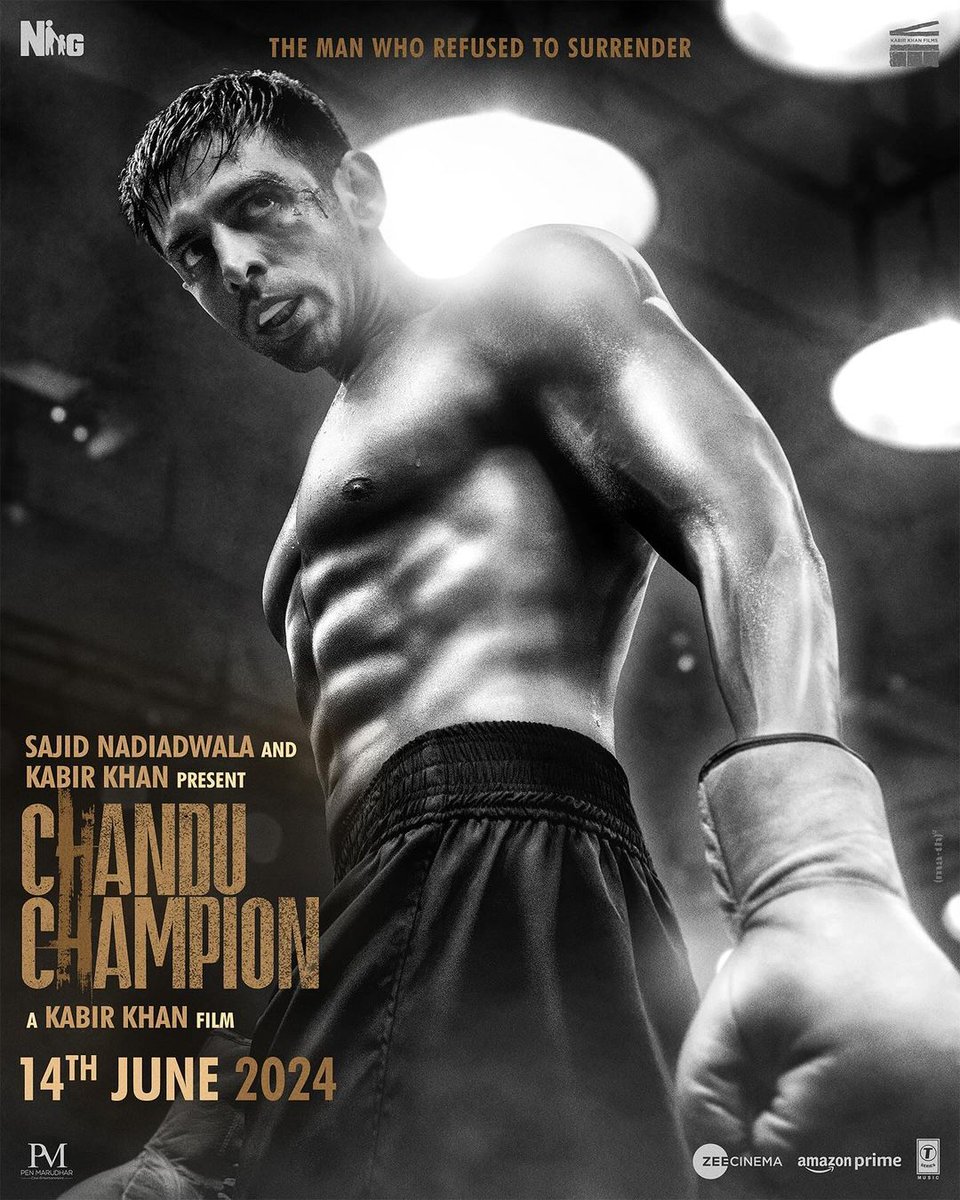 Chandu Nahi… Champion Hai Mai… 💪🏻🔥 #ChanduChampion releasing in cinemas on 14th June, 2024 #SajidNadiadwala #KabirKhan @ipritamofficial @NGEMovies @WardaNadiadwala @TSeries @PenMovies