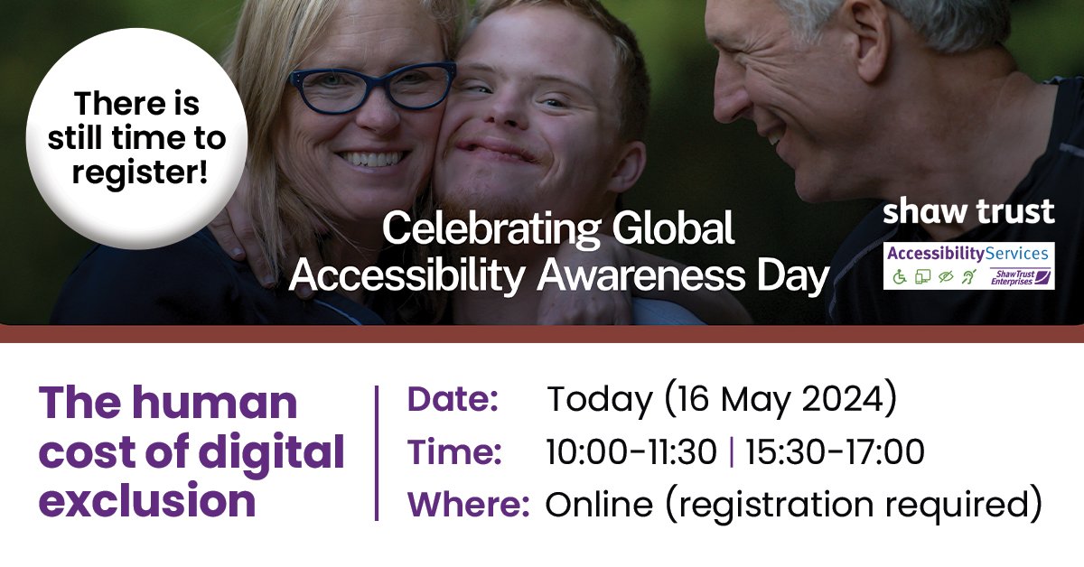 We're looking forward to seeing everyone who has signed up for our free #GAAD webinar today. There's still time to register if you haven't to increase your #accessibility knowledge.

To register, visit:
10:00-11:30 - zurl.co/CaaK
15:30-17:00 - zurl.co/cpRA