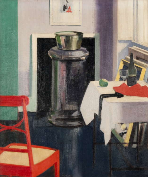 'Studio Interior' by Francis Campbell Boileau Cadell, c.1924. With its vivid colours and bold composition, this work is typical of the elegant interiors Cadell painted between 1920 and 1927. See it for free in the #Hunterian Art Gallery @UofGlasgow. #HAGReframed #Changes