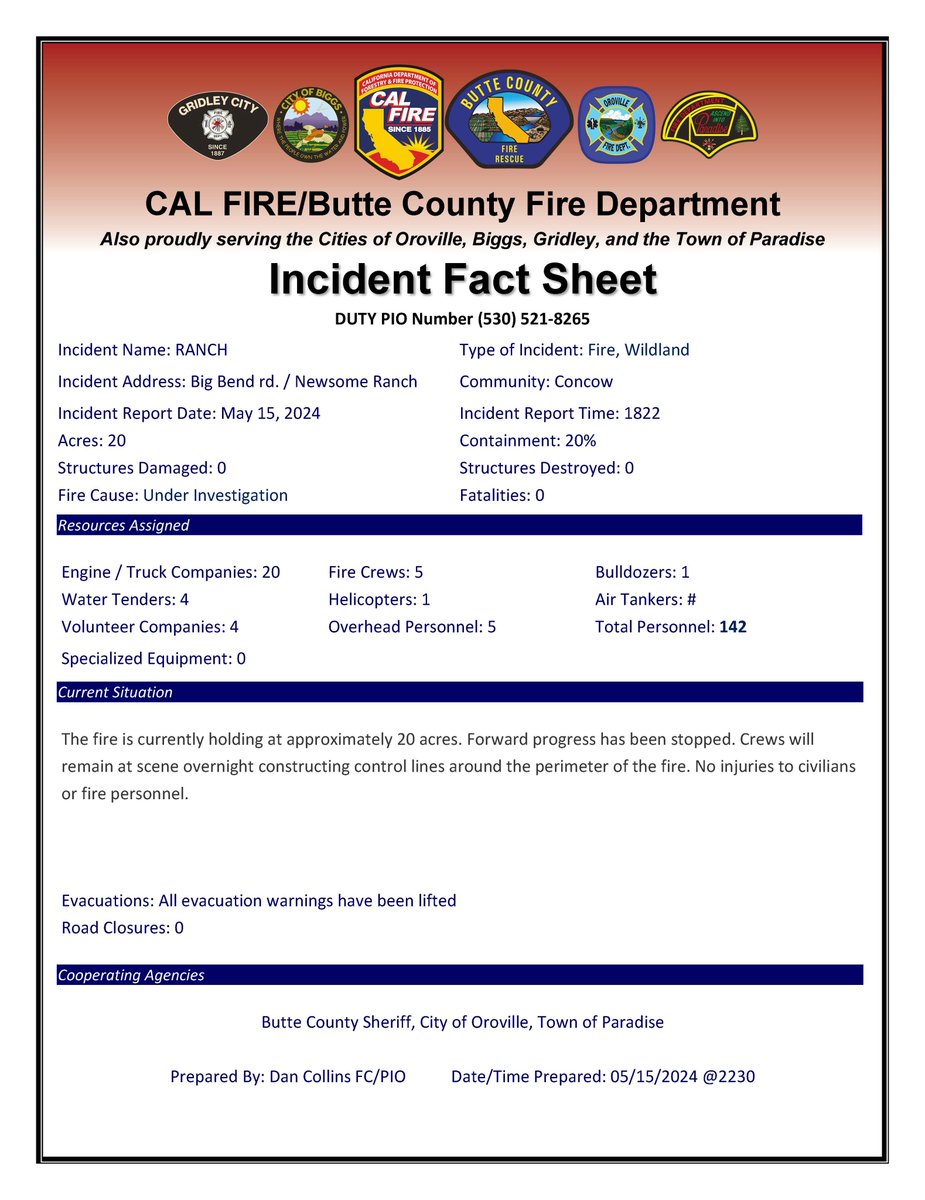 CAL FIRE/Butte County Fire Department (@CALFIRE_ButteCo) on Twitter photo 2024-05-16 05:56:27