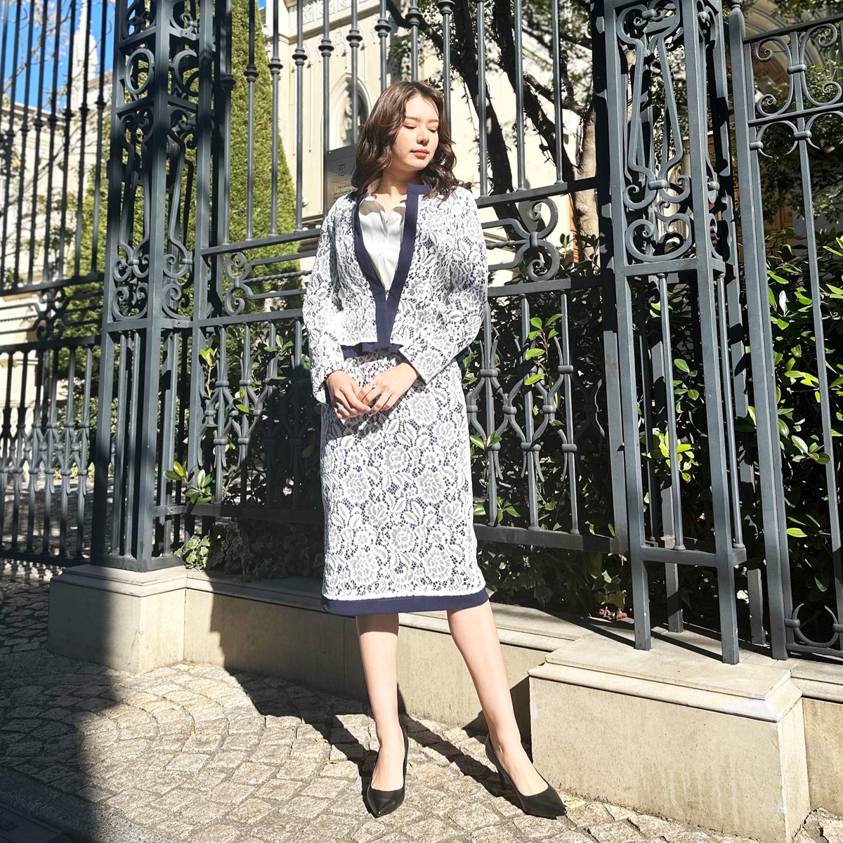 Serpentina ドレープテールスカート　L Reurie' スカート ベルトループ付きサテンスカート／belt loop