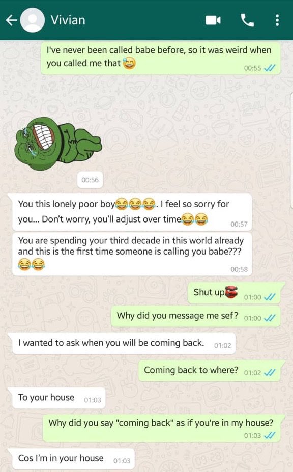 A man who have been single all his life shares his conversation he had with his newly found girlfriend.

The ending will shock you 😂

Thread 🧵