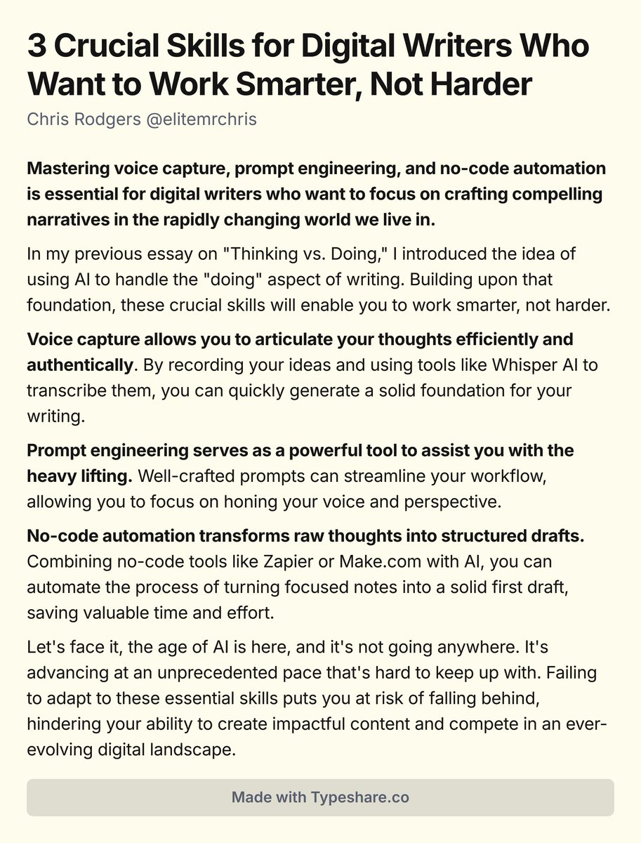 3 Crucial Skills for Digital Writers Who Want to Work Smarter, Not Harder

#ship30for30 #buildinpublic