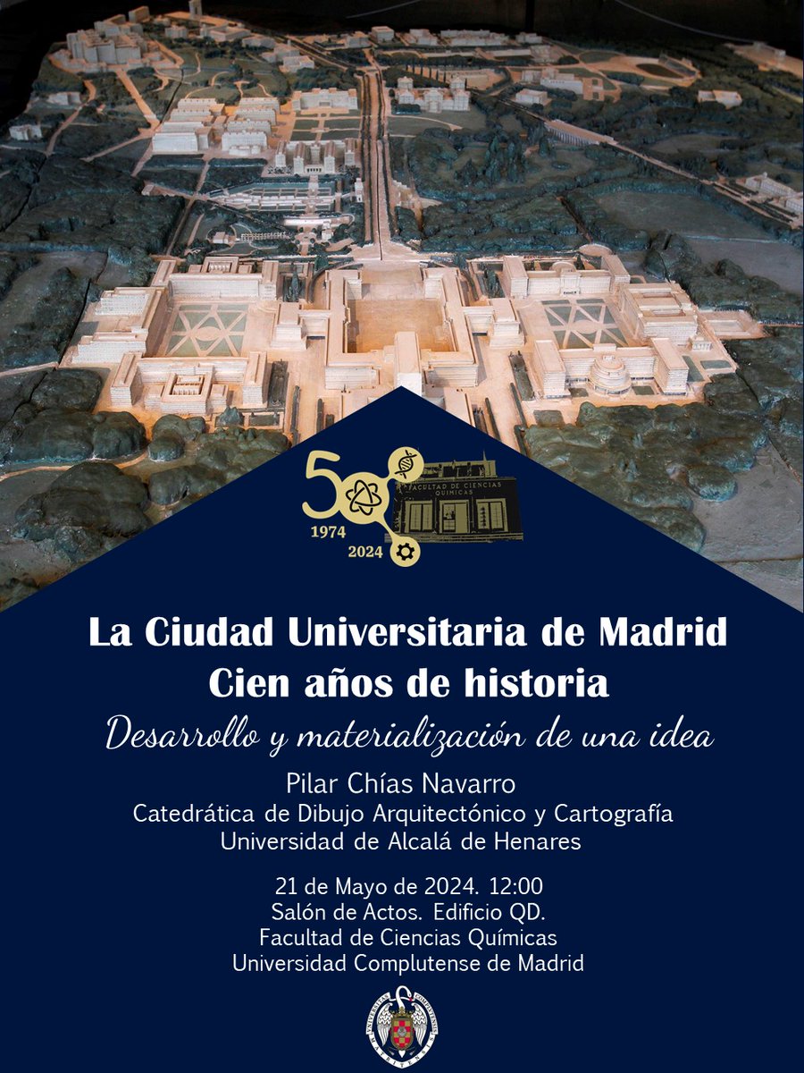 Belen Yelamos Lopez (@byelamos) on Twitter photo ¿Cómo se diseñó la Ciudad Universitaria <a href="/unicomplutense/">Complutense</a> y cuál era el contexto histórico en esos momentos? La arquitecta Pilar Chías de <a href="/UAHes/">Universidad Alcalá</a> nos los contará en la conferencia que impartirá el 21 de mayo a las 12:00 en <a href="/quimicasUCM/">Facultad de Químicas UCM</a>. ¿Cómo se diseñó la Ciudad Universitaria <a href="/unicomplutense/">Complutense</a> y cuál era el contexto histórico en esos momentos? La arquitecta Pilar Chías de <a href="/UAHes/">Universidad Alcalá</a> nos los contará en la conferencia que impartirá el 21 de mayo a las 12:00 en <a href="/quimicasUCM/">Facultad de Químicas UCM</a>.