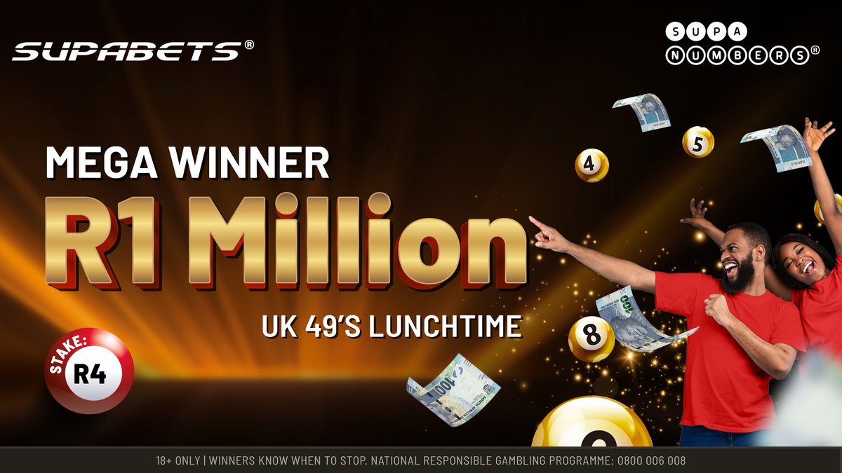 Supabets_mzansi's tweet photo. 🤯R4↗️R1 000 000
🎉Starting the morning on a high! Congratulations #Supacrew on your MASSIVE WIN! Your luck is on fire!
Become our next SUPANUMBERS winner! PLAY NOW: https://t.co/6oYQefG3b3
#Supanumbers #Numbers #UK49s #Lunchtime https://t.co/U33eeimuZq